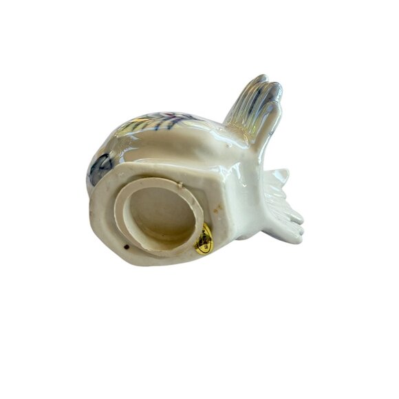 Vintage Blue & White Ceramic Rooster Piggy Bank - Picture 10 of 11